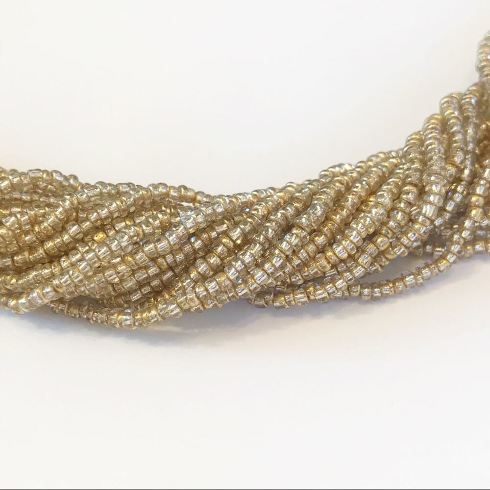 Lucky Brand Multi Strand Seed Bead Torsade Collar Necklace Gold - Picture 2 of 6